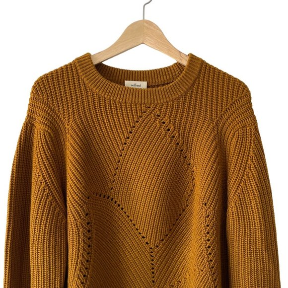 ❌sold❌ Aritzia Wilfred Free 100% Merino Wool Serment Crop Knit Brown Sweater Med - Picture 4 of 8